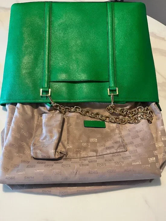 Michael Kors Large Saffiano Leather Palm Green Tote - Picture 12 of 13